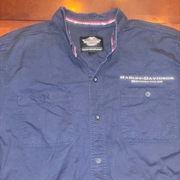 Harley Davidson Motorcycles | Mens XL | Short Sleeve Mechanics Work Shirt - Picture 2 of 15